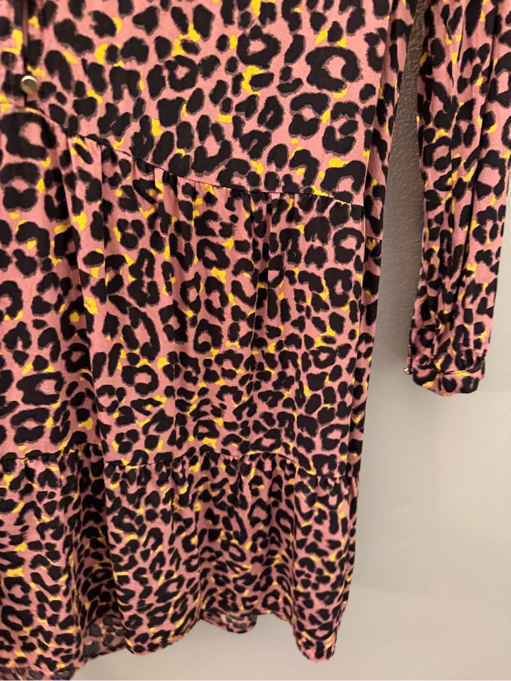 LOFT Pink Leopard-Print Long Sleeve Tiered Dress - Picture 5 of 5